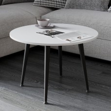 Журнальний круглий стіл OPTIMA 2 ніжки конусні Ferrum-decor 450x670x670 Чорний метал ДСП Білий 16 мм (FRD-107472)