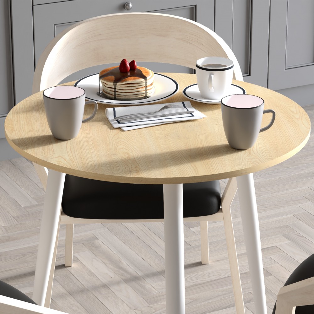 Круглий стіл OPTIMA 3 ніжки конусні Ferrum-decor 750x670x670 Білий метал ДСП Дуб Кремона Торро 16 мм (FRD-107562)