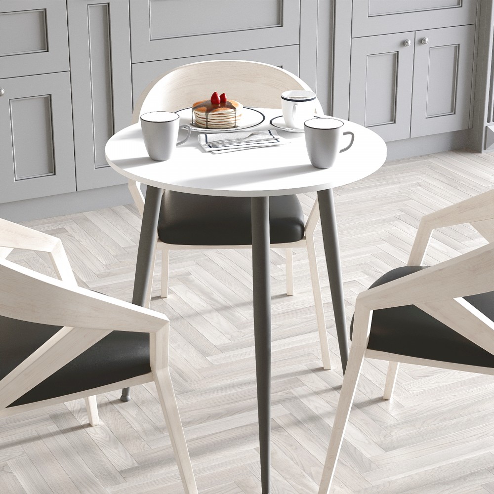 Круглий стіл OPTIMA 3 ніжки конусні Ferrum-decor 750x670x670 Чорний метал ДСП Білий 16 мм (FRD-107442)