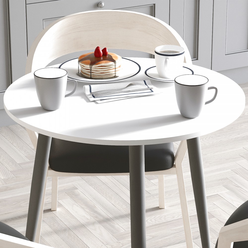 Круглий стіл OPTIMA 3 ніжки конусні Ferrum-decor 750x670x670 Чорний метал ДСП Білий 16 мм (FRD-107442)