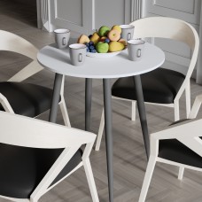 Круглий стіл OPTIMA 4 ніжки конусні Ferrum-decor 750x670x670 Чорний метал ДСП Білий 16 мм (FRD-107452)