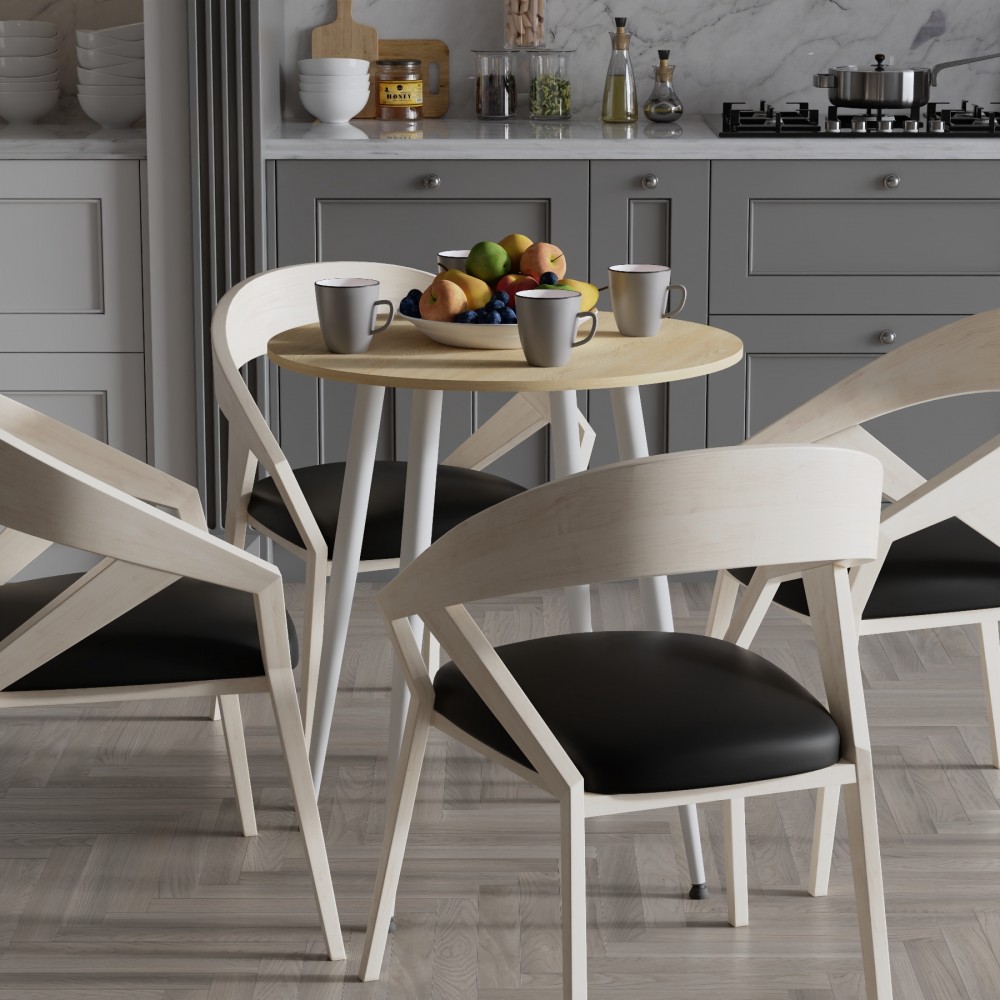 Круглий стіл OPTIMA 4 ніжки конусні Ferrum-decor 750x670x670 Білий метал ДСП Дуб Кремона Торро 16 мм (FRD-107572)