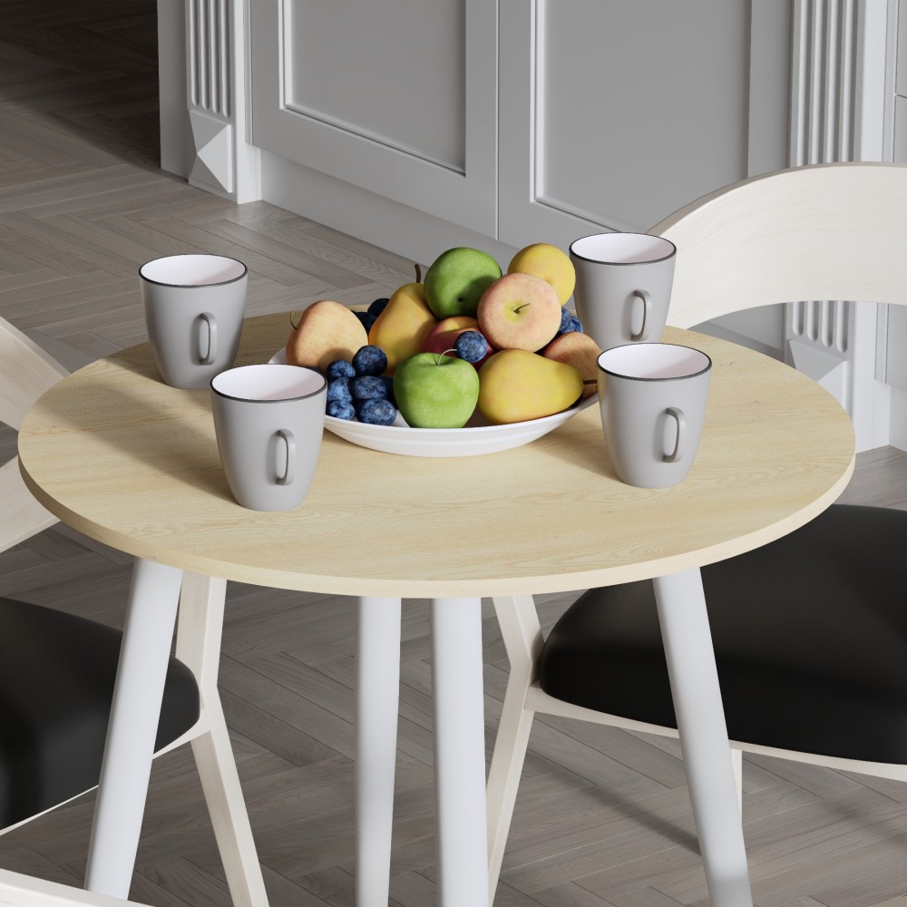 Круглий стіл OPTIMA 4 ніжки конусні Ferrum-decor 750x670x670 Білий метал ДСП Дуб Кремона Торро 16 мм (FRD-107572)