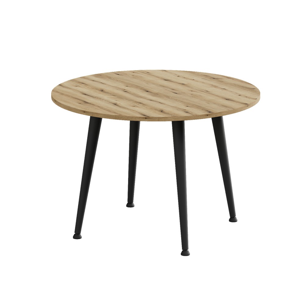 Журнальний круглий стіл OPTIMA 2 ніжки конусні Ferrum-decor 450x670x670 Чорний метал ДСП Дуб Евок Прибережний 16 мм (FRD-107552)