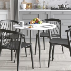 Круглий стіл OPTIMA 5 ніжки конусні Ferrum-decor 750x900x900 Чорний метал ДСП Білий 16 мм (FRD-107482)