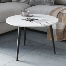 Журнальний круглий стіл OPTIMA 1 ніжки конусні Ferrum-decor 450x670x670 Чорний метал ДСП Білий 16 мм (FRD-107462)