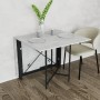 Стол обеденный трансформер книжка Орион Pro Ferrum-decor 75x152x90 Черный металл ДСП Бетон 16 мм (FRD-107402)
