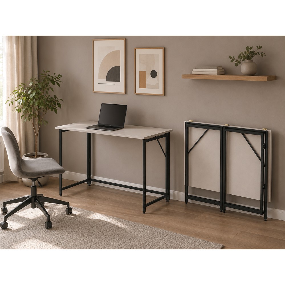 Стол трансформер раскладной Слай Ferrum-decor 75x100x60 Черный металл ДСП Кашемир 16 мм (FRD-107822)