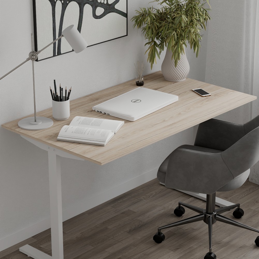Стол письменный Space Ferrum-decor 750x1400x700 Белый металл ДСП Дуб Сан-Марино 16 мм (FRD-108002)