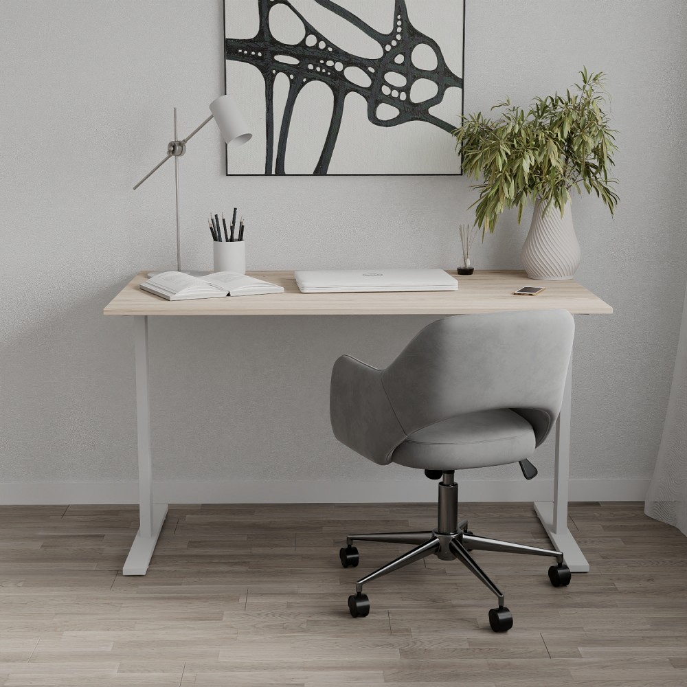 Стол письменный Space Ferrum-decor 750x1400x700 Белый металл ДСП Дуб Сан-Марино 16 мм (FRD-108002)