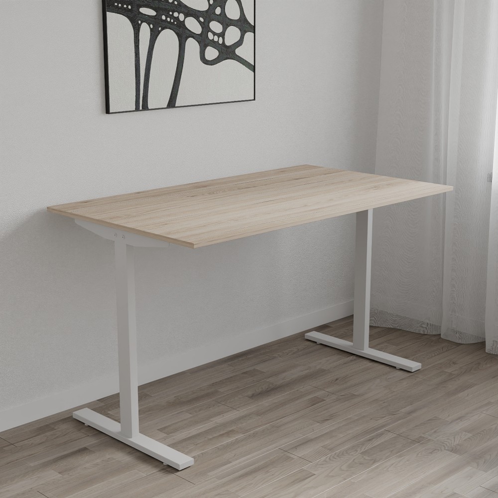 Стол письменный Space Ferrum-decor 750x1400x700 Белый металл ДСП Дуб Сан-Марино 16 мм (FRD-108002)