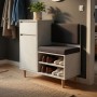 Тумба для взуття з сидінням і ящиком LION ТО-11 100x40x80 см Бетон Style (LION-045314)