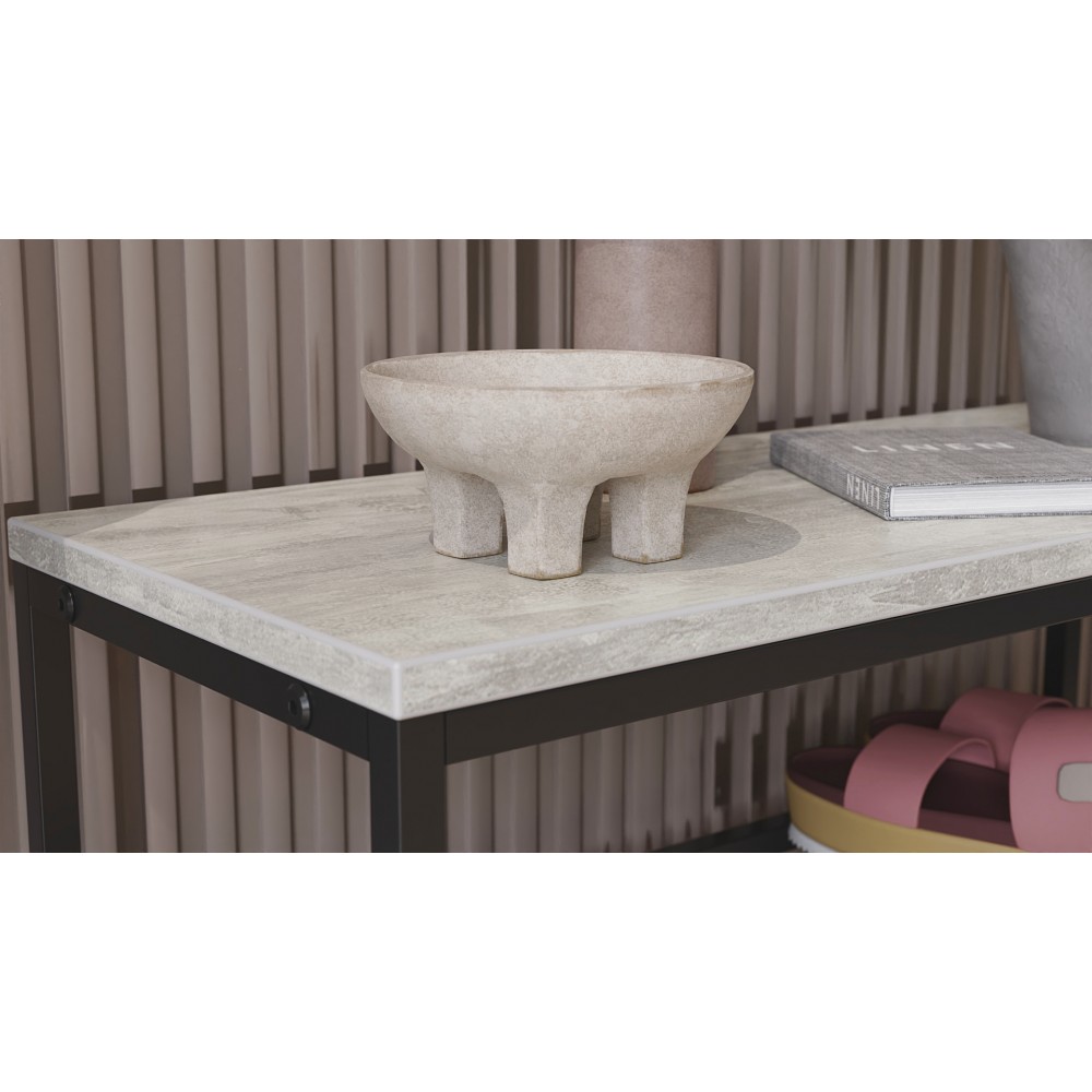 Полка для обуви Слайм 4 Ferrum-decor 820x630x260 Черный металл ДСП Бетон 16 мм (FRD-106840)