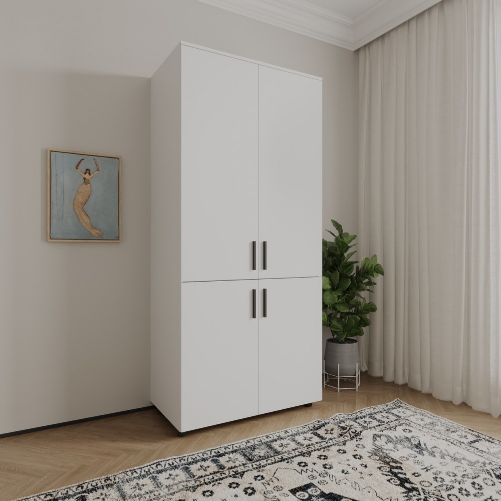 Шафа для одягу Doros Торн Білий 2 ДСП (штанга) 90х51.6х200 (DRS-012019)