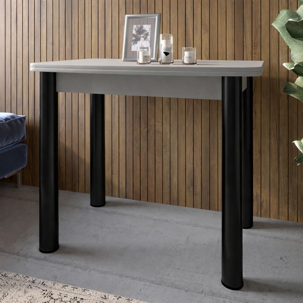 Обеденный стол раскладной LION Нота черные ножки Кашемир 60x90/90x120 (LION-045140)