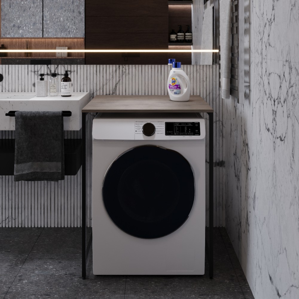 Стеллаж полка Бафрум 401 Ferrum-decor для стиральной машины 90x70,5x60,5 Черный металл ДСП Дуб Кремона Канолло 16 мм (FRD-107573)