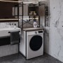Стеллаж полка Бафрум 404 Ferrum-decor для стиральной машины 178x70,5x60,5 Черный металл ДСП Дуб Кремона Канолло 16 мм (FRD-107603)