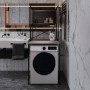 Стеллаж полка Бафрум 404 Ferrum-decor для стиральной машины 178x70,5x60,5 Черный металл ДСП Дуб Кремона Канолло 16 мм (FRD-107603)