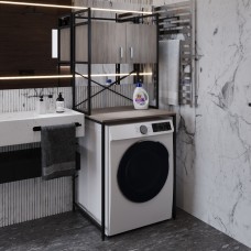 Стелаж-полиця Бафрум 404 Ferrum-decor для пральної машини 178x70,5x60,5 Чорний метал ДСП Дуб Кремона Канолло 16 мм (FRD-107603)