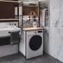 Стеллаж полка Бафрум 403 Ferrum-decor для стиральной машины 178x70,5x60,5 Черный металл ДСП Дуб Сонома 16 мм (FRD-107373)