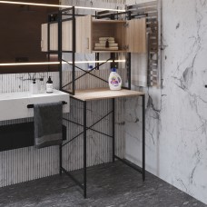 Стелаж-полиця Бафрум 404 Ferrum-decor для пральної машини 178x70,5x60,5 Чорний метал ДСП Дуб Сонома 16 мм (FRD-107383)