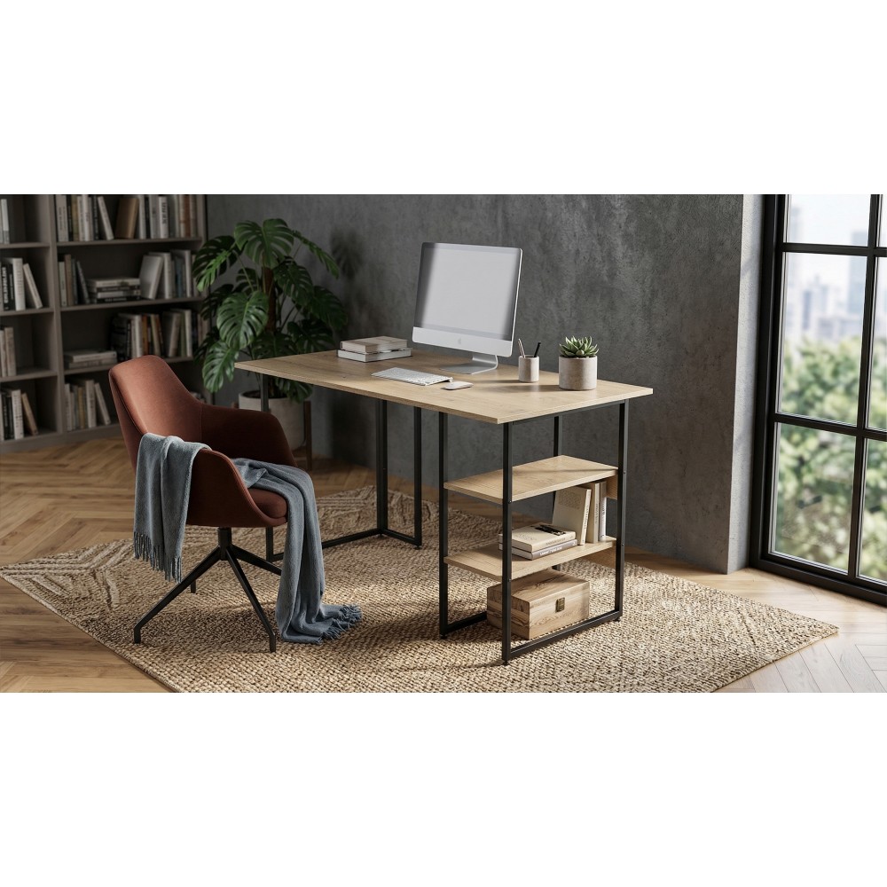 Стол письменный Кевин Ferrum-decor 75x100x60 Черный металл ДСП Дуб Кремона Торро 16 мм (FRD-108153)