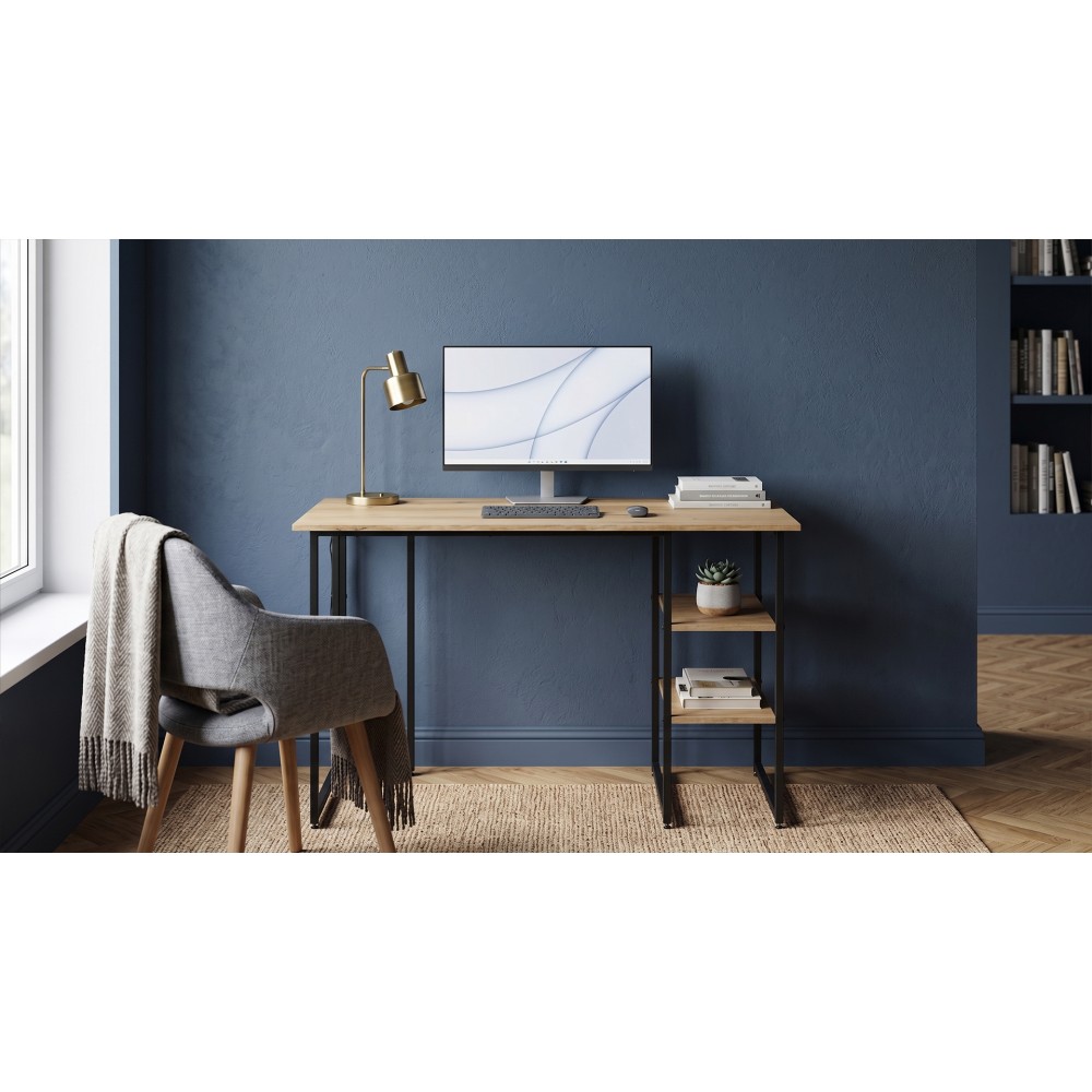 Стол письменный Кевин Ferrum-decor 75x100x70 Черный металл ДСП Дуб Евок Прибрежный 16 мм (FRD-108063)