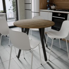 Круглий стіл MARSI 4 870-4 ніжки конусні Ferrum-decor 750x870x870 Чорний метал ДСП Дуб Евок Прибережний 16 мм (FRD-107523)
