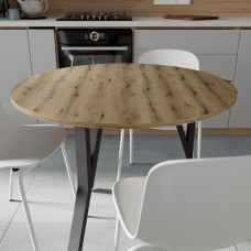 Круглий стіл MARSI 3 870-3 Ferrum-decor 750x870x870 Чорний метал ДСП Дуб Евок Прибережний 16 мм (FRD-107513)