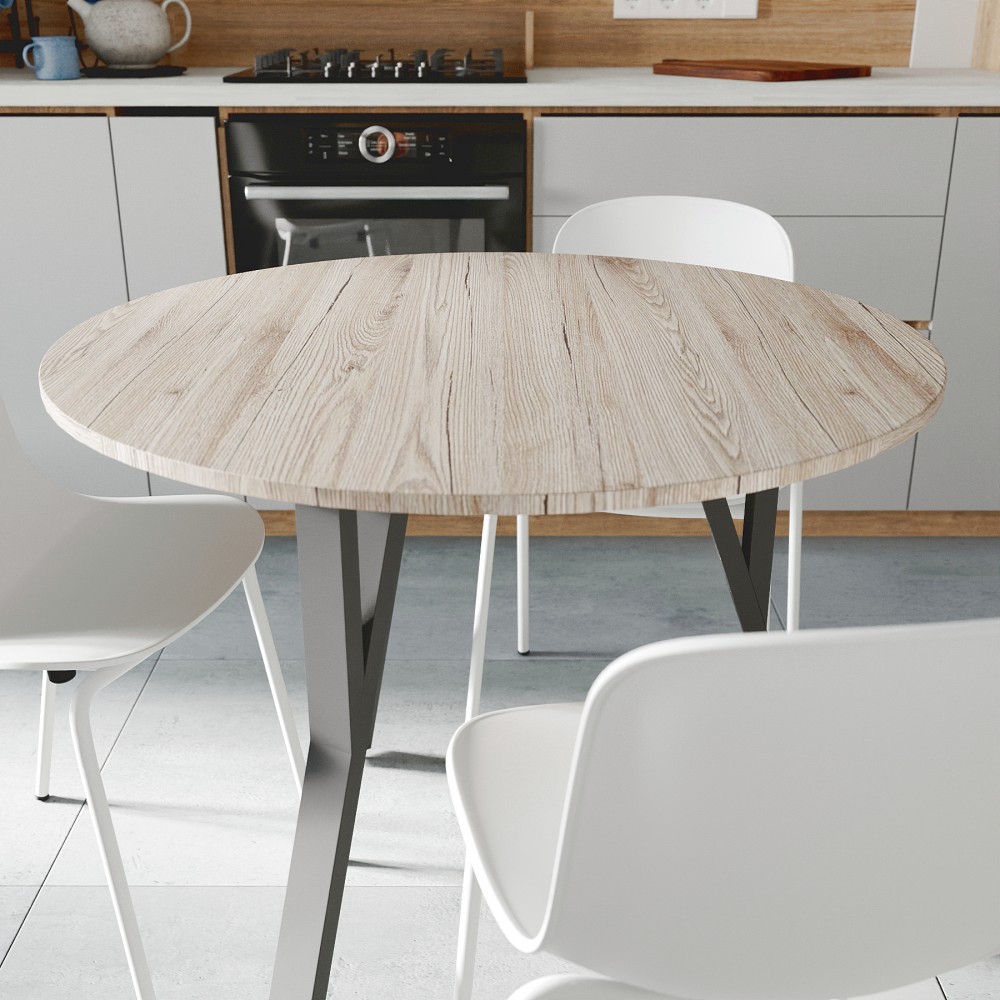 Круглий стіл MARSI 3 870-3 Ferrum-decor 750x870x870 Чорний метал ДСП Дуб Сан-Марино 16 мм (FRD-107423)