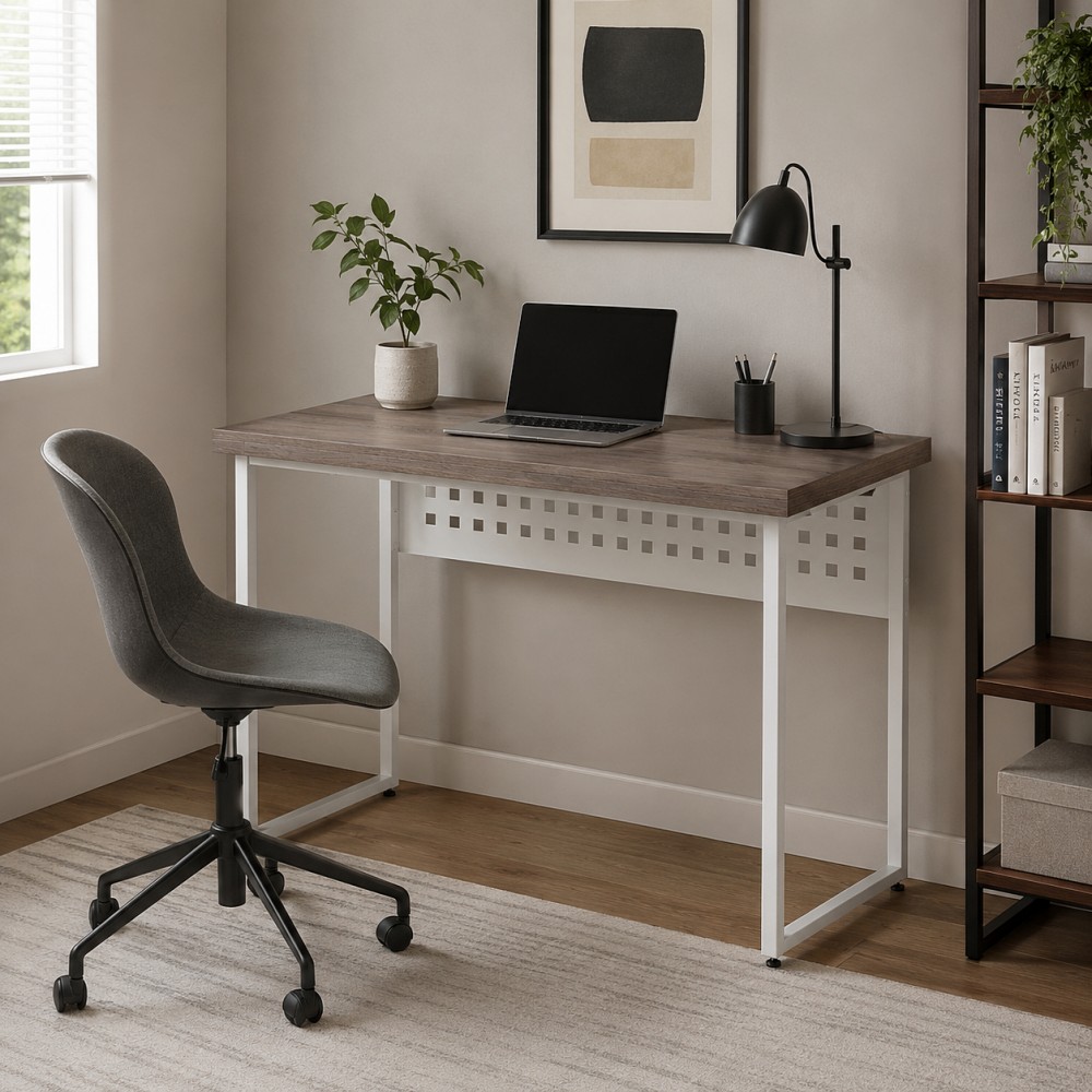 Стол письменный Майк Ferrum-decor 75x100x60 Белый металл ДСП Дуб Кремона Канолло 32 мм (FRD-108193)