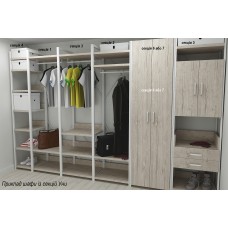 Шафа Гардероб Уні секція 5 серії Конект Ferrum-decor 220x60x50 см Білий метал ДСП Дуб Сан-Марино 32 мм (FRD-106883)