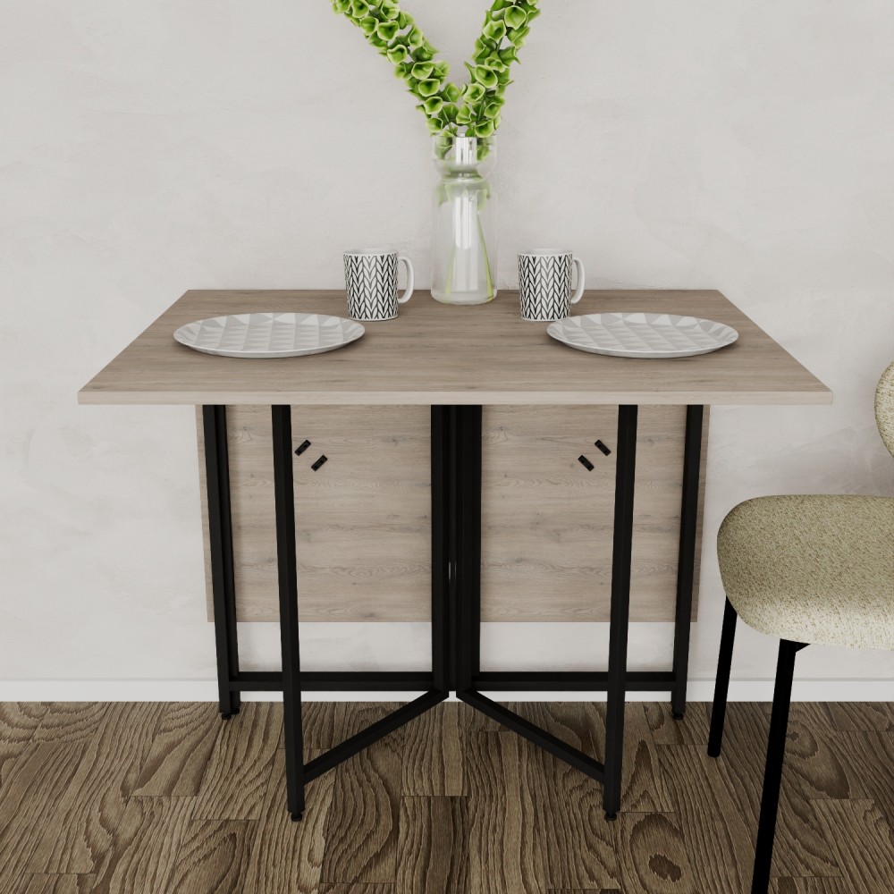 Розкладний стіл-трансформер книжка Моріс 3 Ferrum-decor 75x130x90 Чорний метал ДСП Дуб Кремона Канолло 16 мм (FRD-107503)