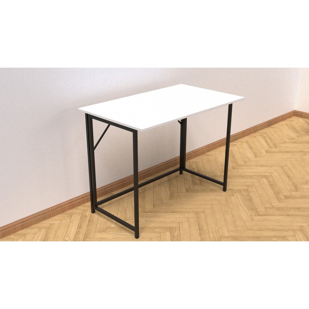 Стол раскладной Морис 900 Ferrum-decor 750x900x500 Черный металл ДСП Белый 16 мм (FRD-107313)