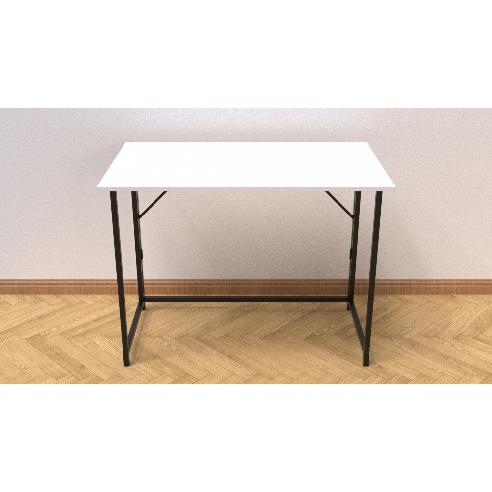Стол раскладной Морис 900 Ferrum-decor 750x900x500 Черный металл ДСП Белый 16 мм (FRD-107313)