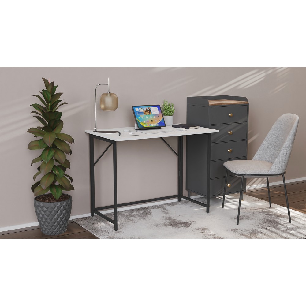 Стол раскладной Морис 900 Ferrum-decor 750x900x500 Черный металл ДСП Белый 16 мм (FRD-107313)