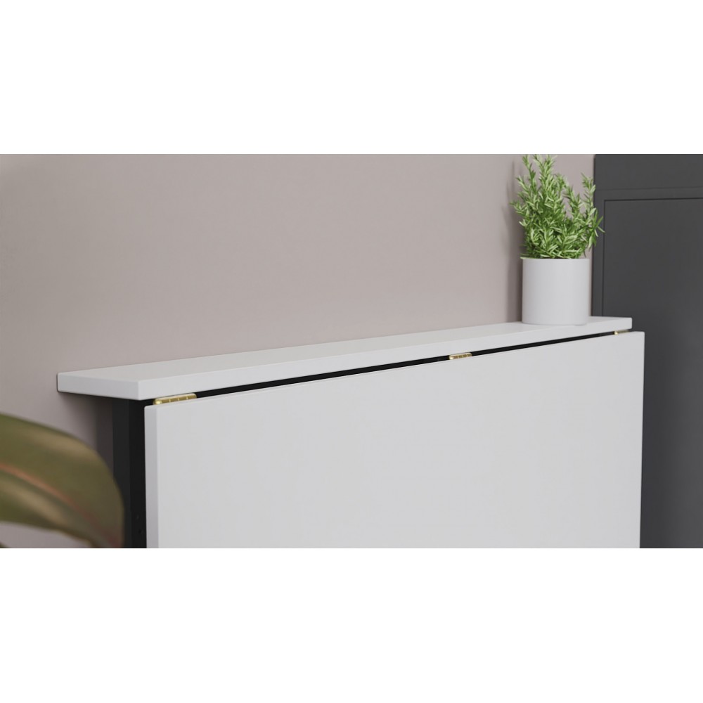 Стол раскладной Морис 900 Ferrum-decor 750x900x500 Черный металл ДСП Белый 16 мм (FRD-107313)