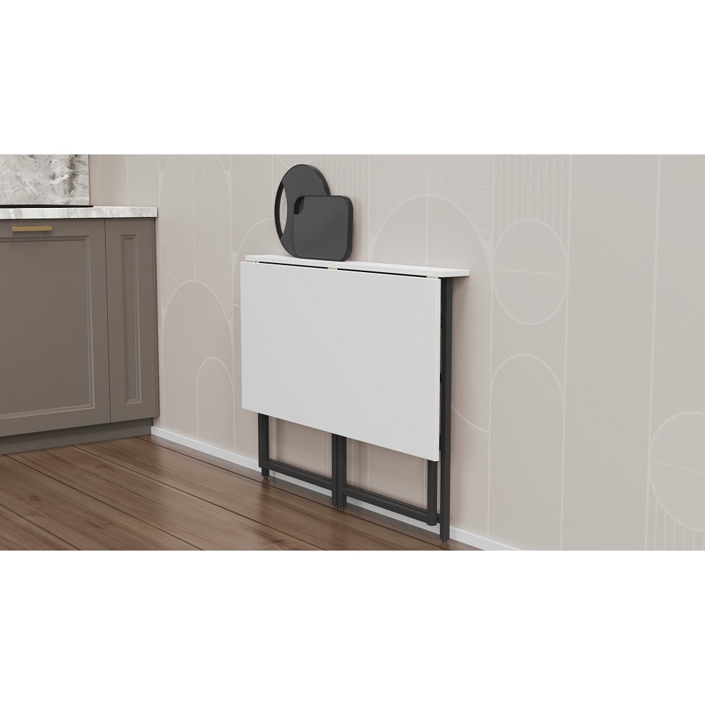 Стол раскладной Морис 900 Ferrum-decor 750x900x500 Черный металл ДСП Белый 16 мм (FRD-107313)