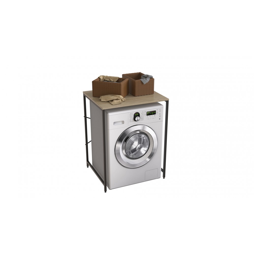 Стелаж-полиця Бафрум 401 Ferrum-decor для пральної машини 90x70,5x60,5 Чорний метал ДСП Дуб Сонома 16 мм (FRD-107353)