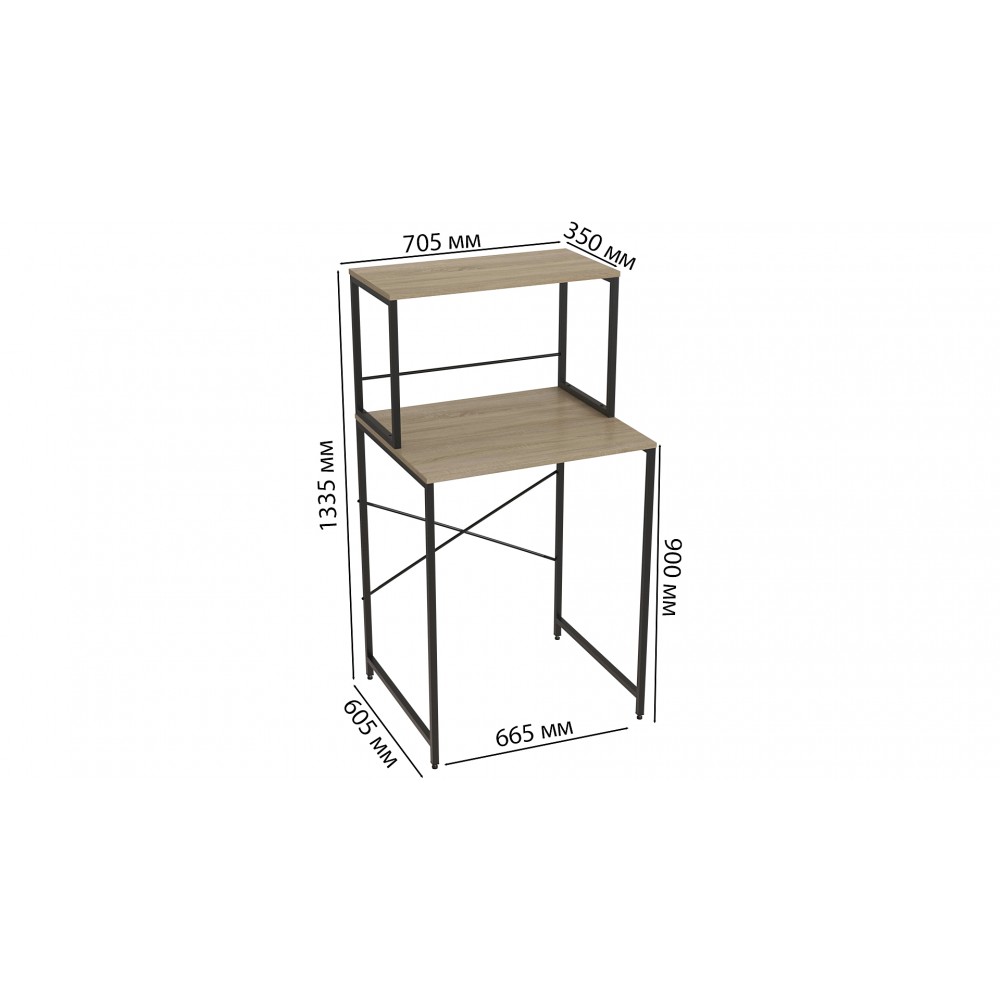 Стеллаж полка Бафрум 402 Ferrum-decor для стиральной машины 133,5x70,5x60,5 Черный металл ДСП Дуб Сонома 16 мм (FRD-107363)