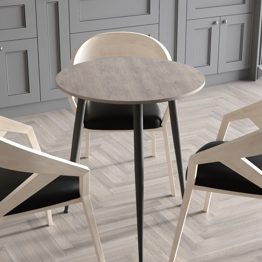 Круглий стіл OPTIMA 3 ніжки конусні Ferrum-decor 750x670x670 Чорний метал ДСП Дуб Кремона Канолло 16 мм (FRD-107553)