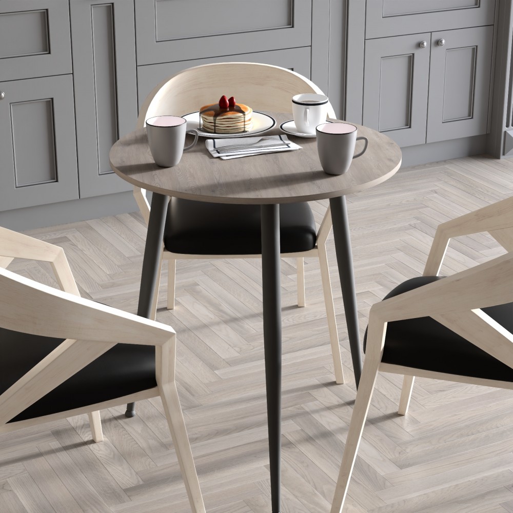 Круглий стіл OPTIMA 3 ніжки конусні Ferrum-decor 750x670x670 Чорний метал ДСП Дуб Кремона Канолло 16 мм (FRD-107553)