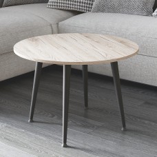 Журнальний круглий стіл OPTIMA 2 ніжки конусні Ferrum-decor 450x670x670 Чорний метал ДСП Дуб Сан-Марино 16 мм (FRD-107473)