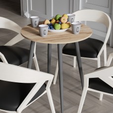 Круглий стіл OPTIMA 4 ніжки конусні Ferrum-decor 750x670x670 Чорний метал ДСП Дуб Сан-Марино 16 мм (FRD-107453)