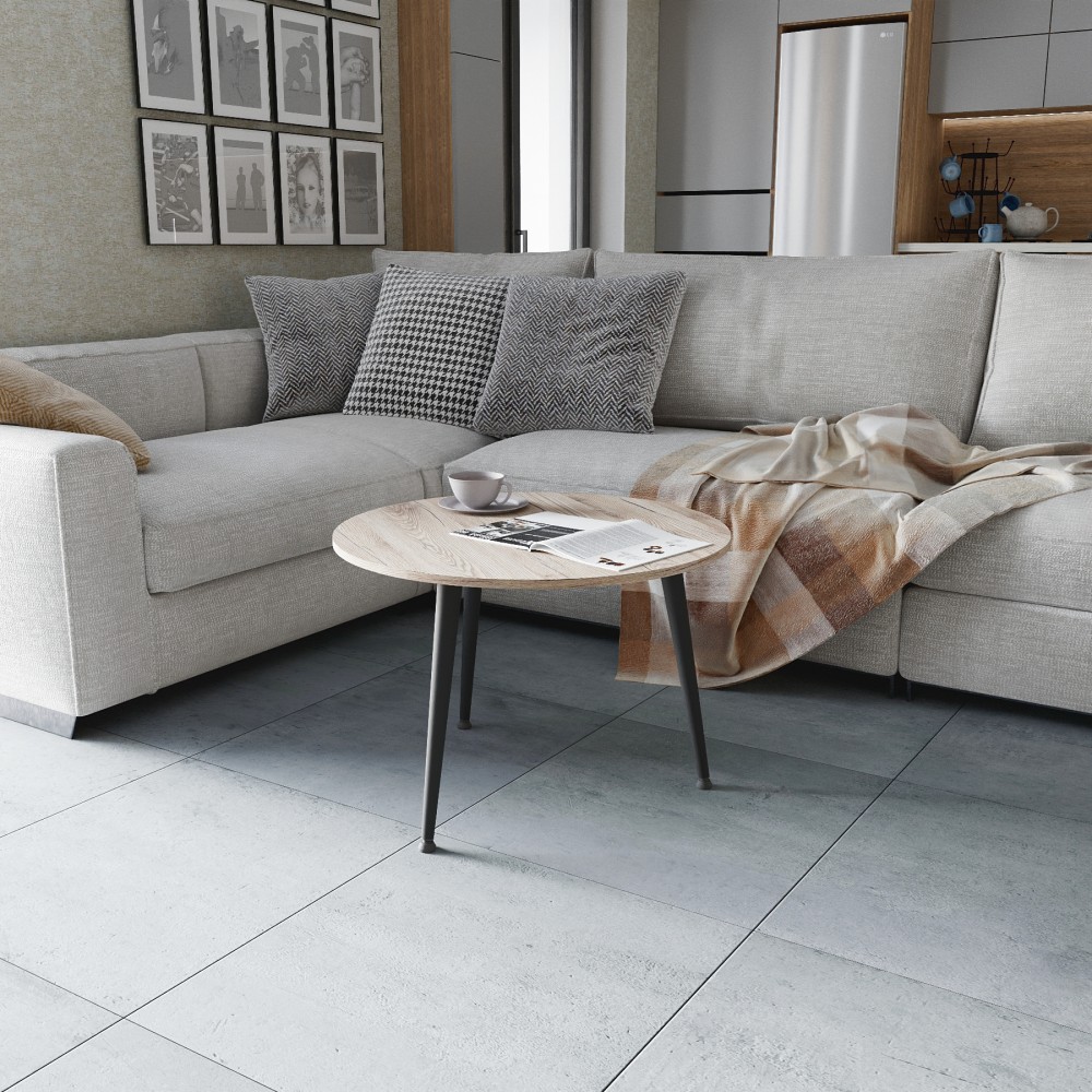 Журнальний круглий стіл OPTIMA 1 ніжки конусні Ferrum-decor 450x670x670 Чорний метал ДСП Дуб Сан-Марино 16 мм (FRD-107463)