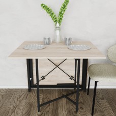 Обідній стіл трансформер книжка Оріон Pro Ferrum-decor 75x152x90 Чорний метал ДСП Дуб Сонома 16 мм (FRD-107403)