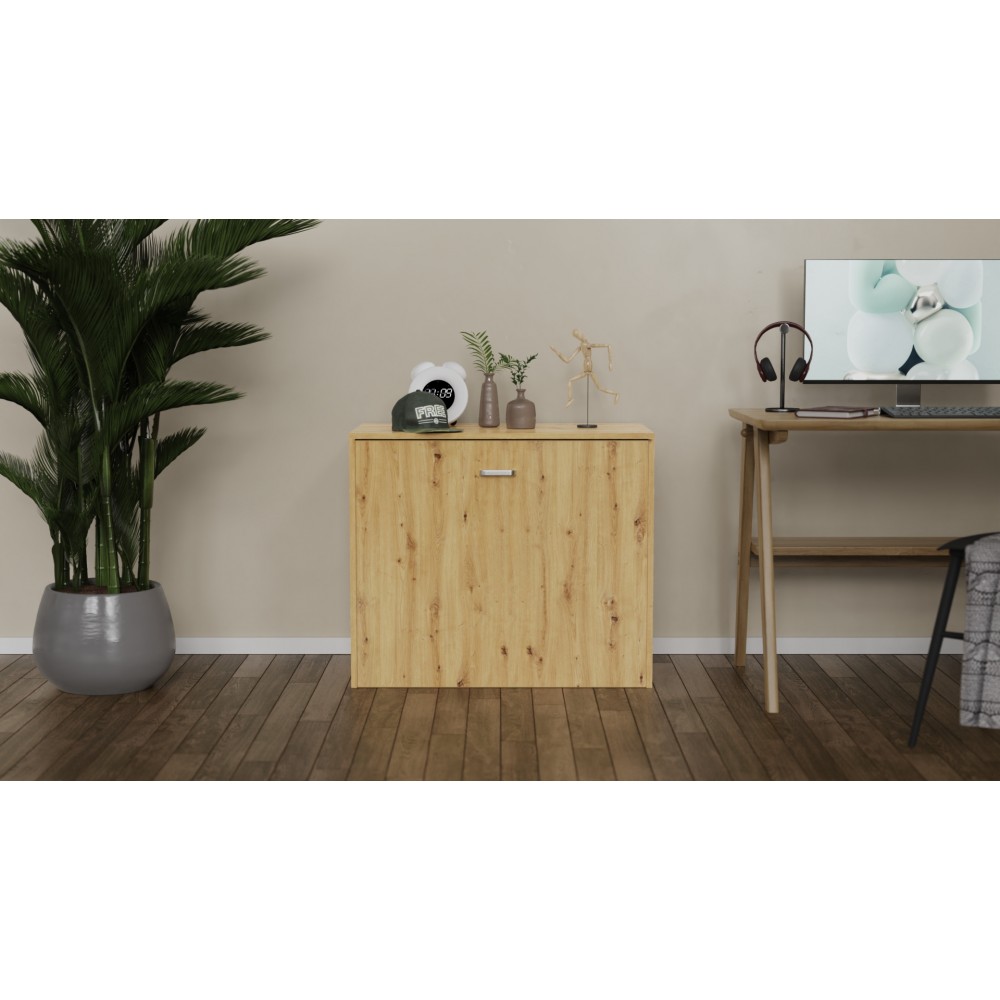 Ліжко трансформер тумба ASCET 2 Ferrum-decor 650x2000x700 Чорний метал ДСП Дуб Артизан 16 мм (FRD-107333)