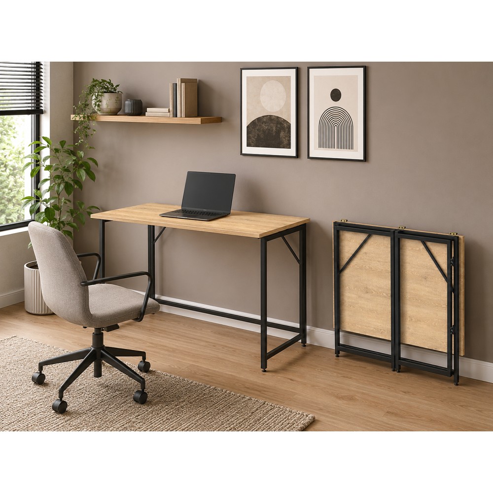 Стол трансформер раскладной Слай Ferrum-decor 75x100x60 Черный металл ДСП Дуб Кремона Торро 16 мм (FRD-107823)