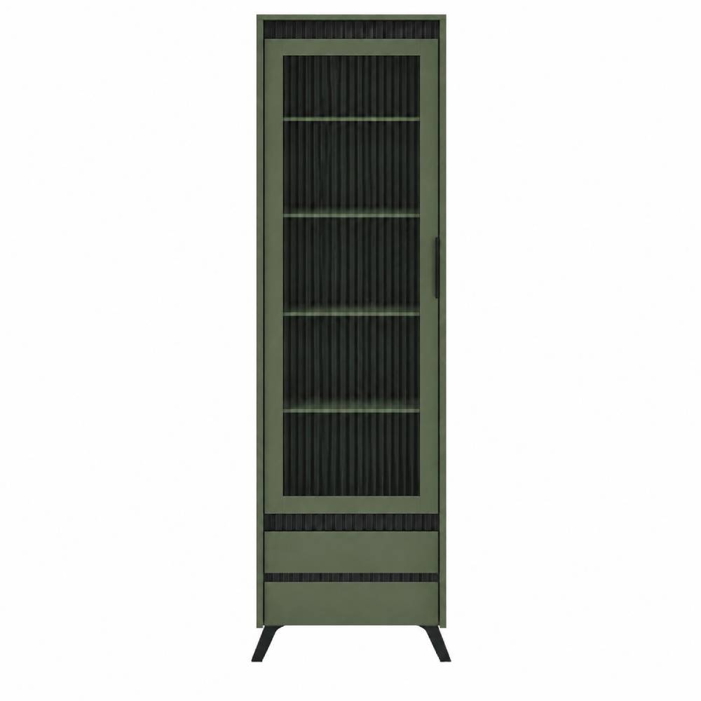 Витрина Лаундж ВМК (БРВ) REG1W2S Зеленый дымчатый/Черный 1 дверь 2 ящика (BRW-131142)