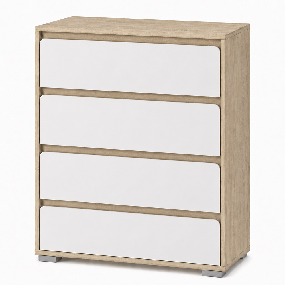 Комод на 4 ящика LION АРТ-2 80х43х105 см Дуб сонома/Нимфея Альба (белый) (LION-045394)